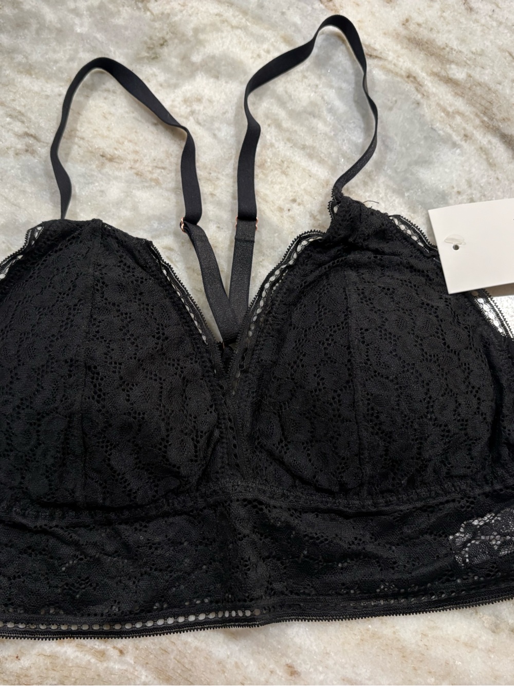 Everyday Black Lace Bralette with Longline Band